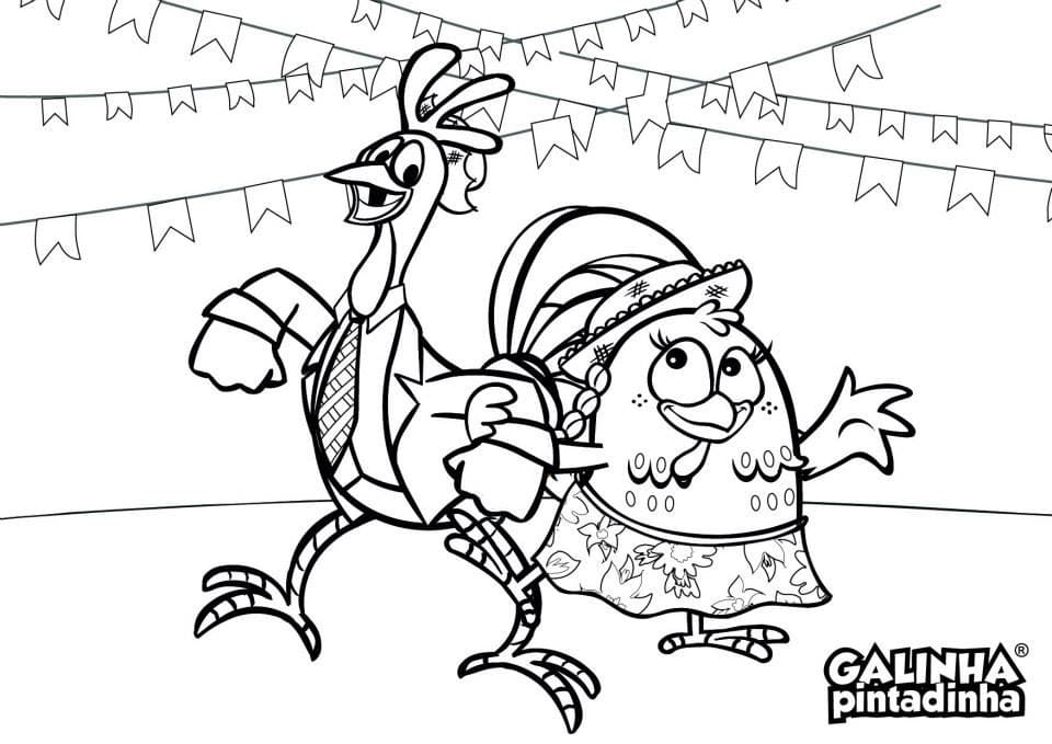 Desenho de Pintura de Galinha Pintadinha para Colorir e Pintar