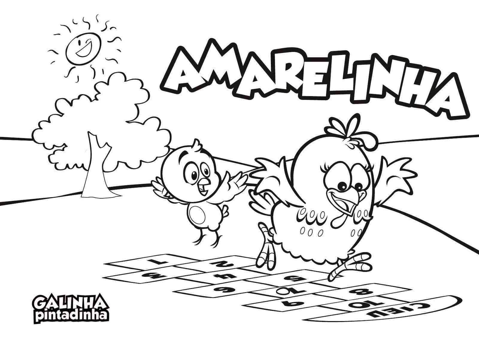 Desenho de Galinha Pintadinha Brincando para Colorir e Pintar