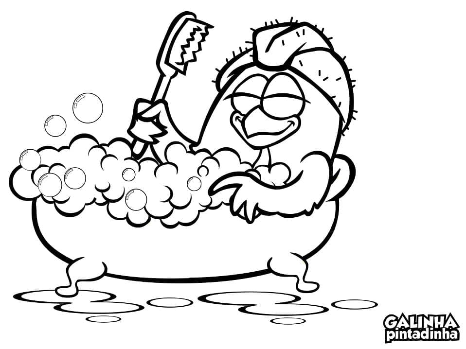 Desenho de Galinha Pintadinha no Banheiro para Colorir e Pintar