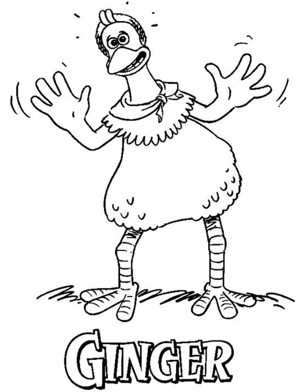 Desenho de Ginger da Galinha Pintadinha para Colorir e Pintar