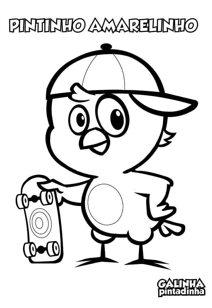 Desenho de Pintinho Amarelinho de Galinha Pintadinha para Colorir e Pintar