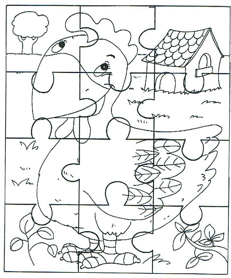 Desenho de Quebrá Cabeça da Galinha Pintadinha para Colorir e Pintar