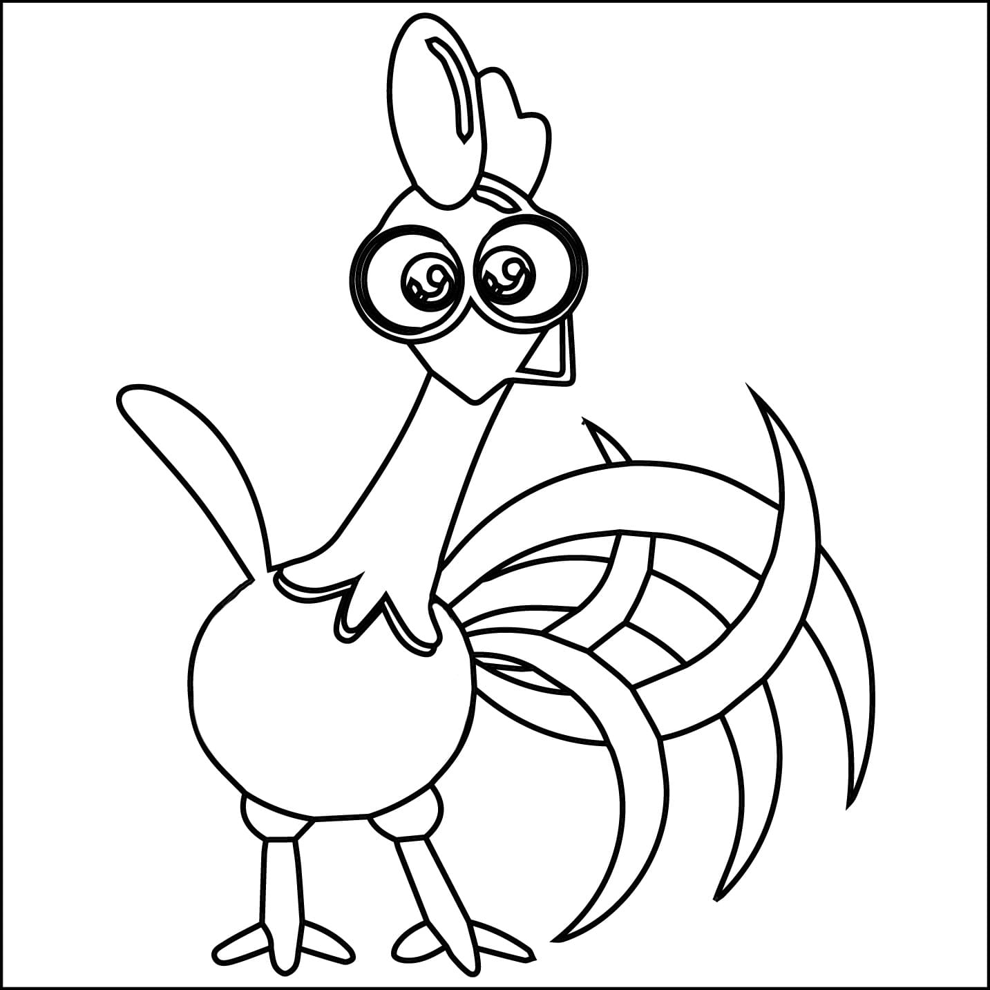 Desenho de Adorável Galo Carijo para Colorir e Pintar