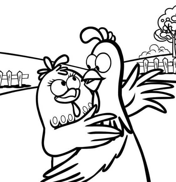 Desenho de Galinha Pintadinha e Galo Carijo para Colorir e Pintar