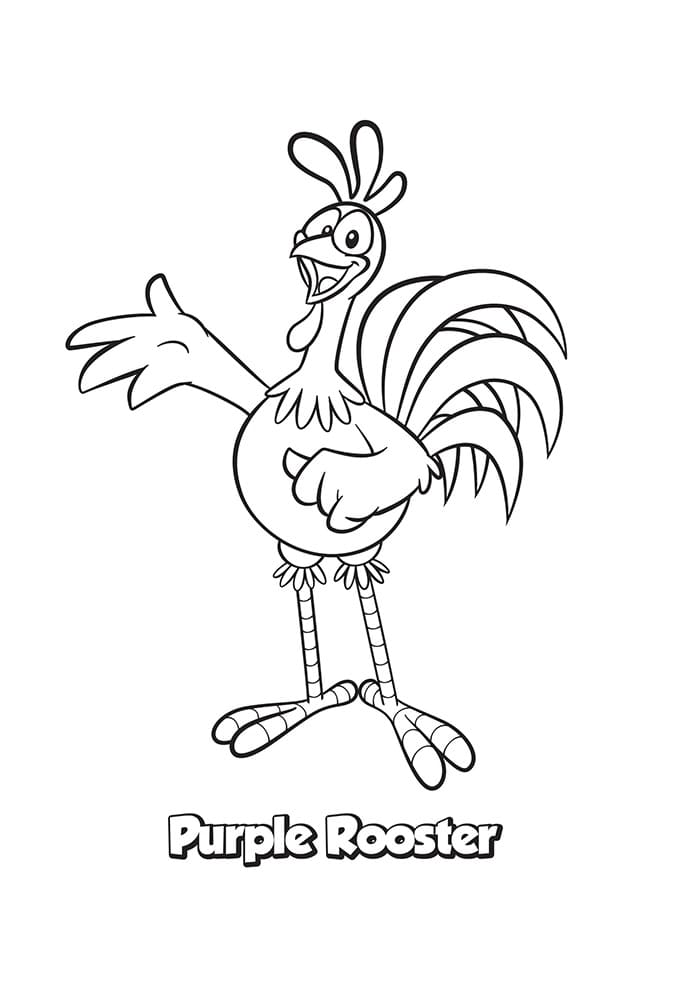 Desenho de Galo Carijo Feliz para Colorir e Pintar