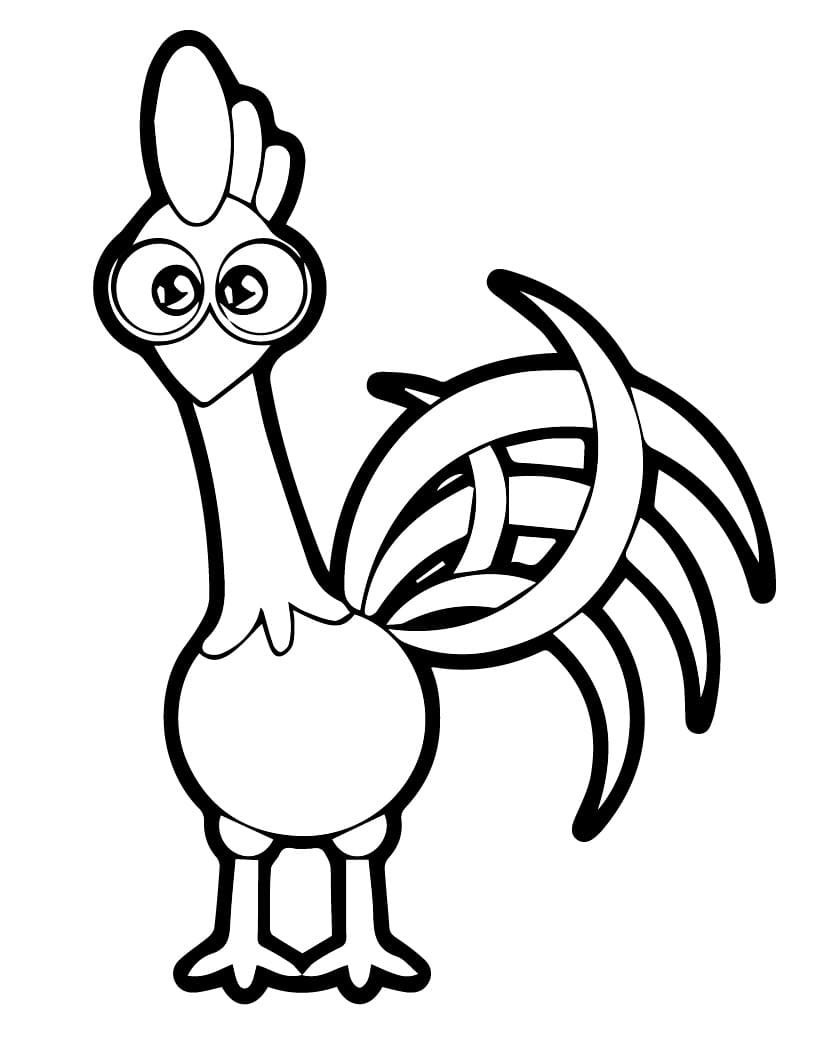 Desenho de Galo Carijo Fofo para Colorir e Pintar