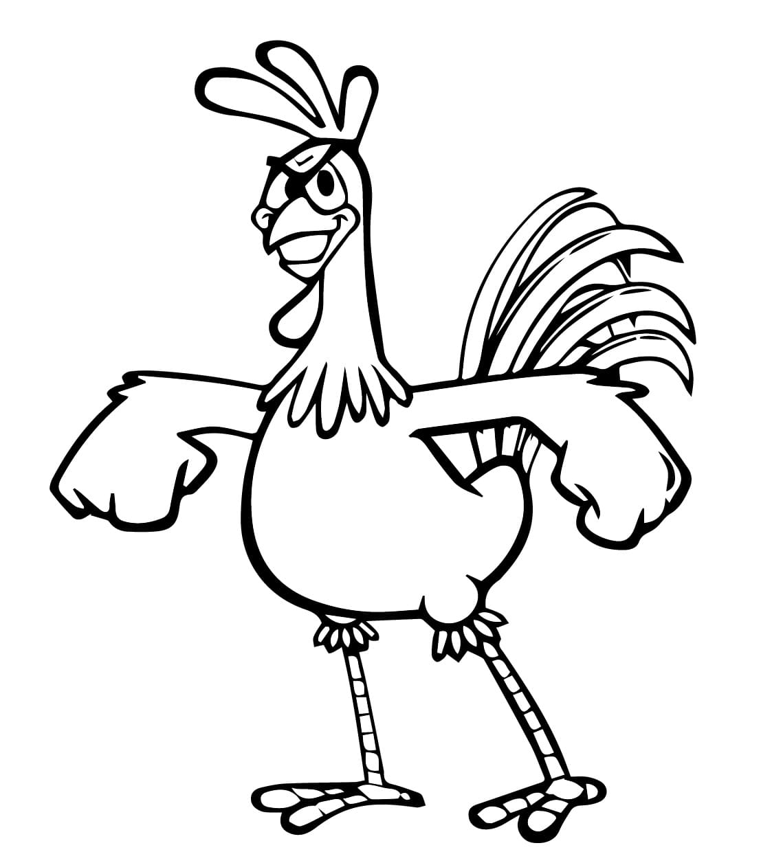 Desenho de Galo Carijo Grátis para Crianças para Colorir e Pintar