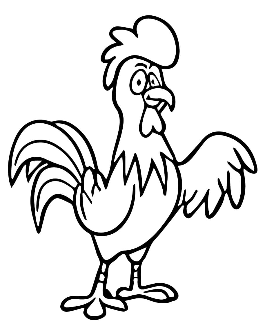 Desenho de Galo Carijo Imprimivel para Crianças para Colorir e Pintar