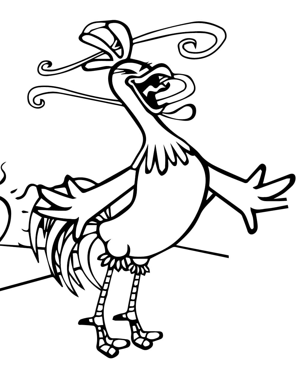 Desenho de Galo Carijo Imprimivel para Colorir e Pintar