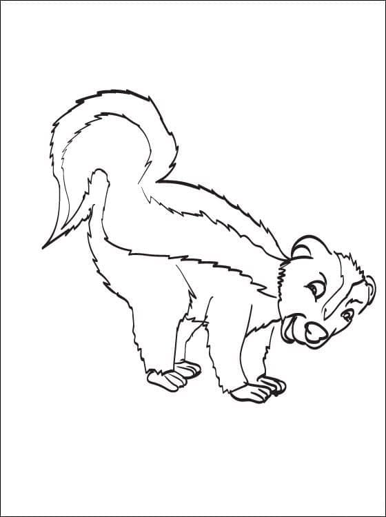 Desenho de Gambá para Pintar Giz de Cera