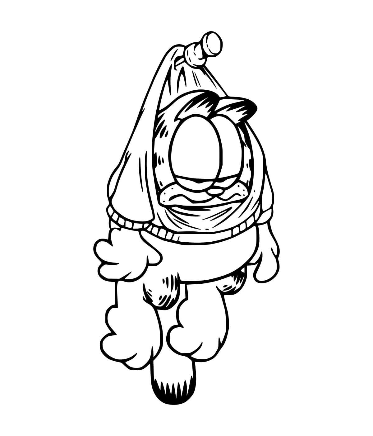 Desenho de Garfield Fixado para Colorir e Pintar