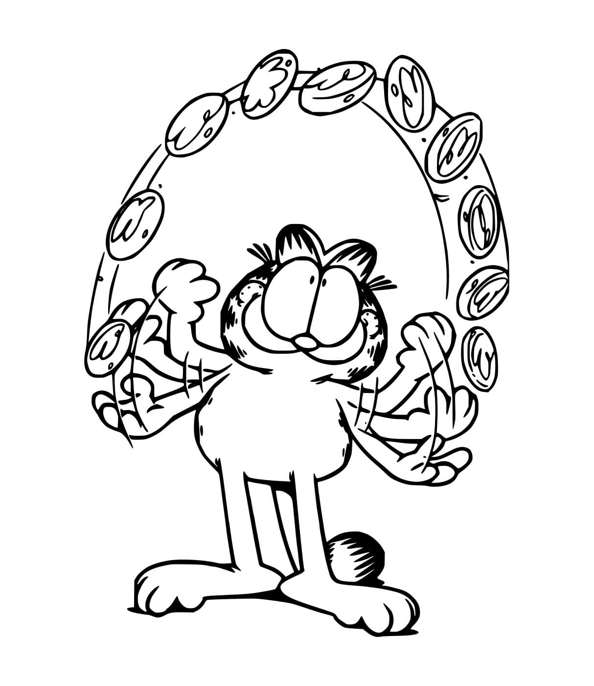 Desenho de Garfield Malabarismo para Colorir e Pintar
