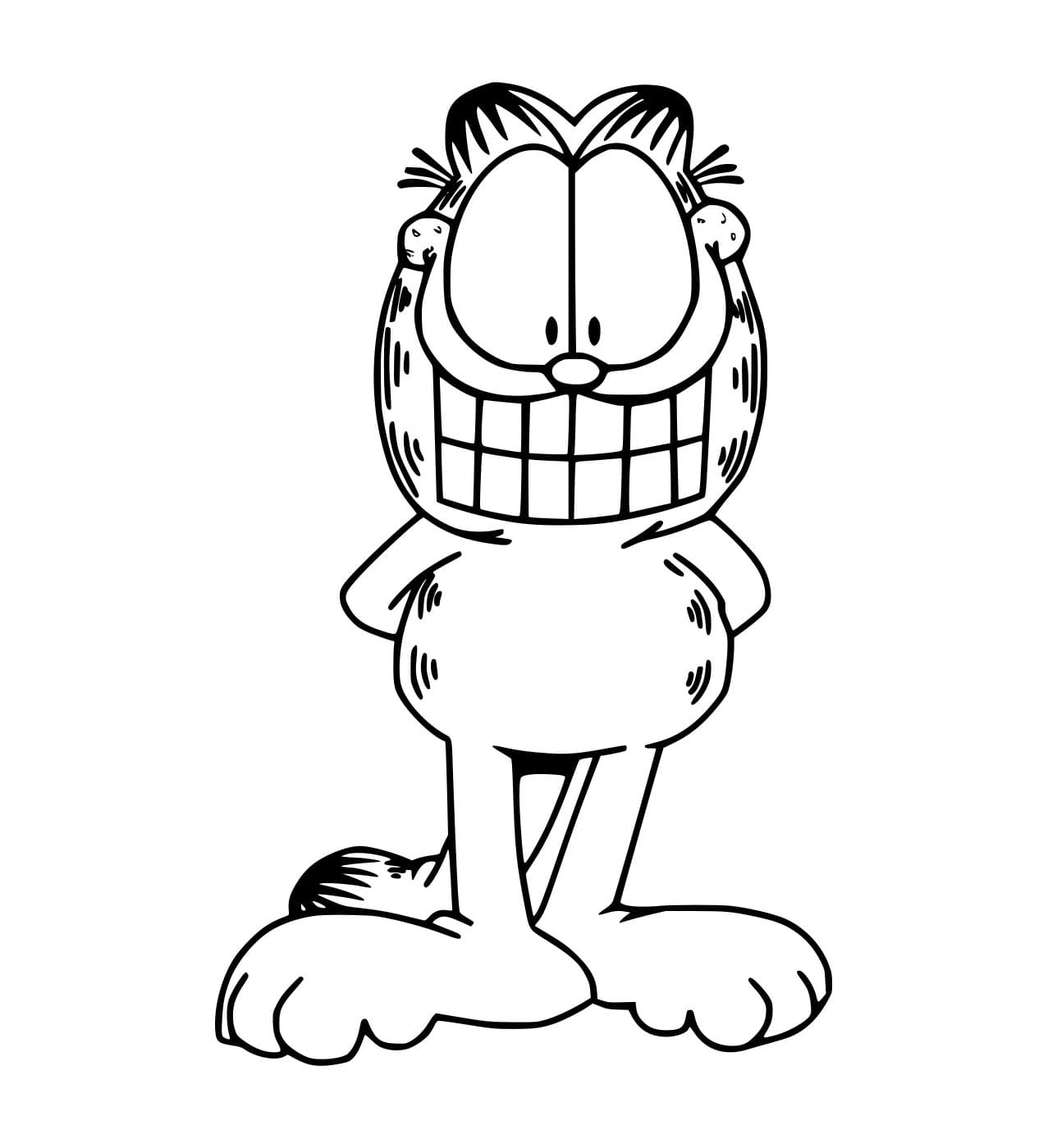Desenho de Garfield Rindo para Colorir e Pintar