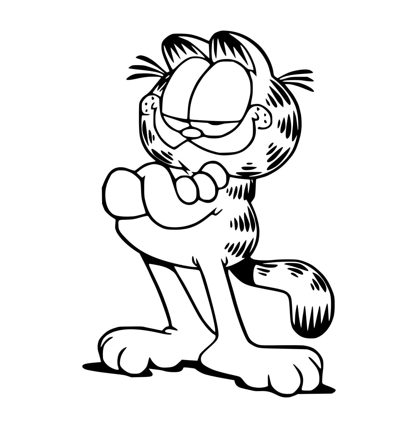 Desenho de Garfield Simples para Colorir e Pintar