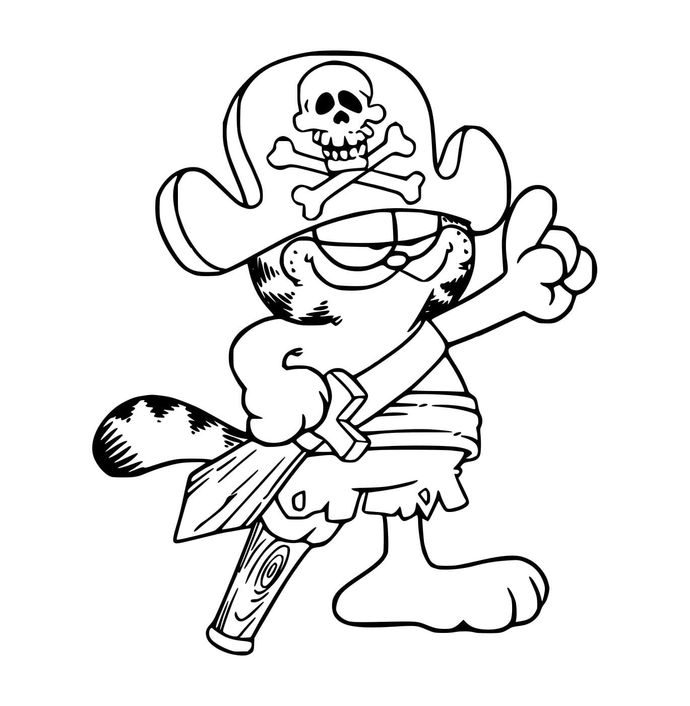 Desenho de Garfield Capitão Gancho para Colorir e Pintar