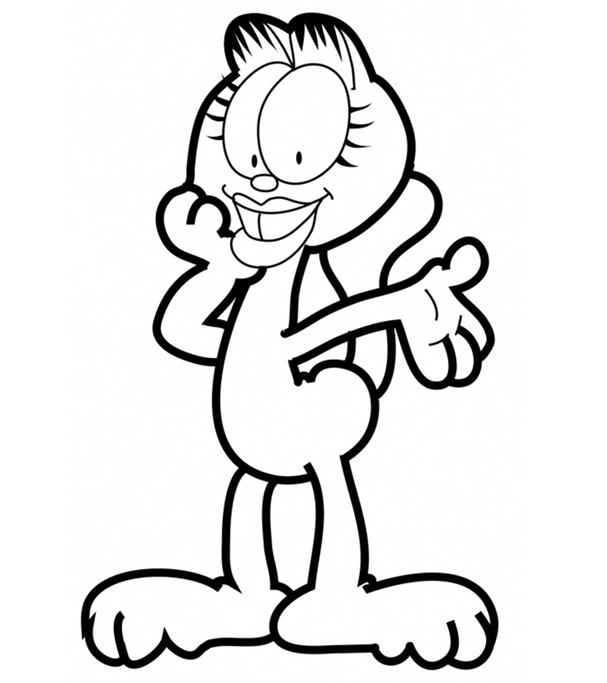Desenho Simples do Garfield para Colorir com Giz de Cera e Pintar