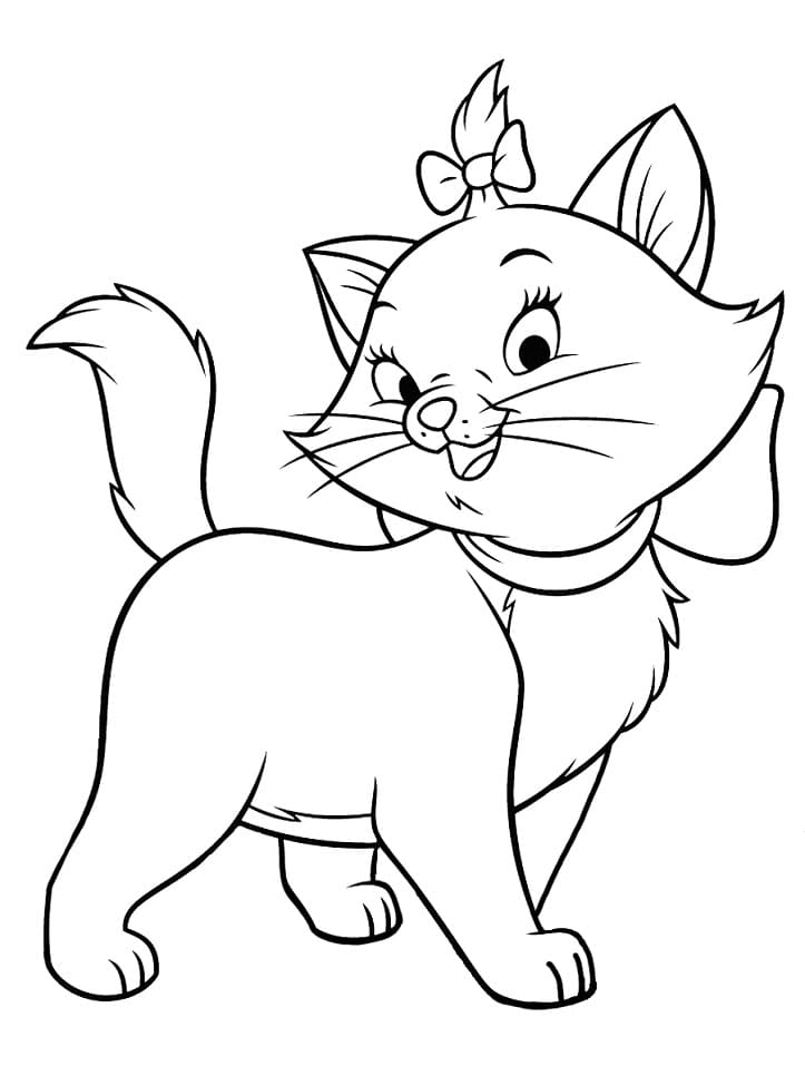 Desenho de Bela Gatinha Marie para Colorir e Pintar