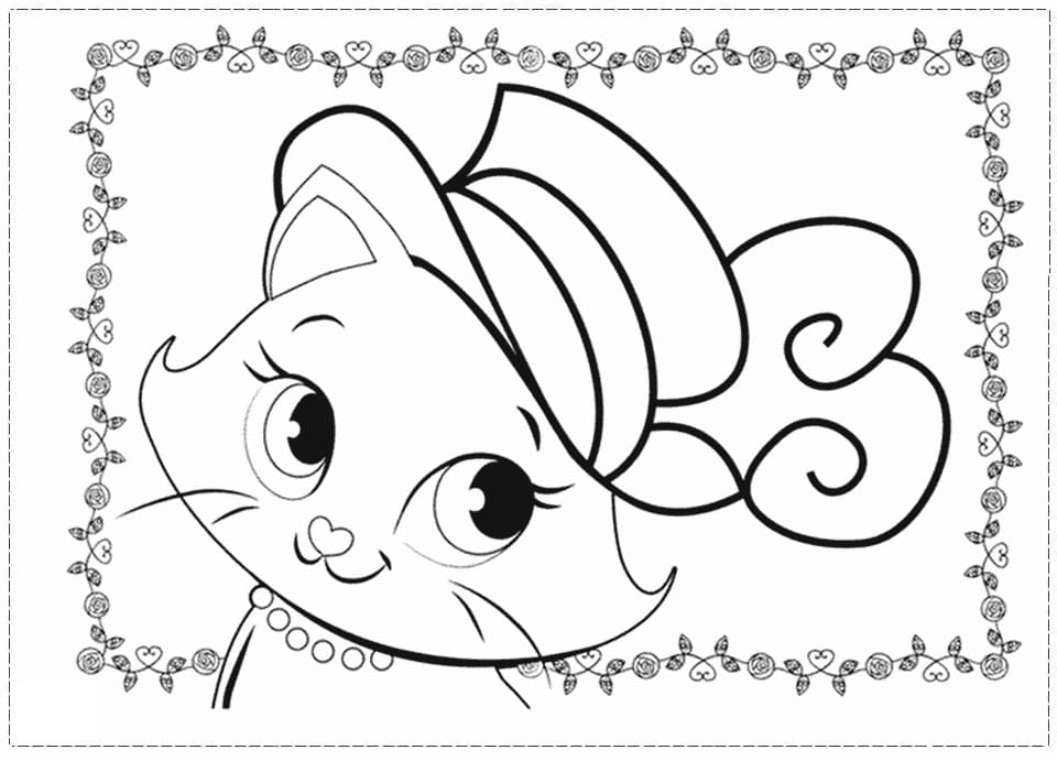Desenho de Cara de Gatinha Marie para Colorir e Pintar