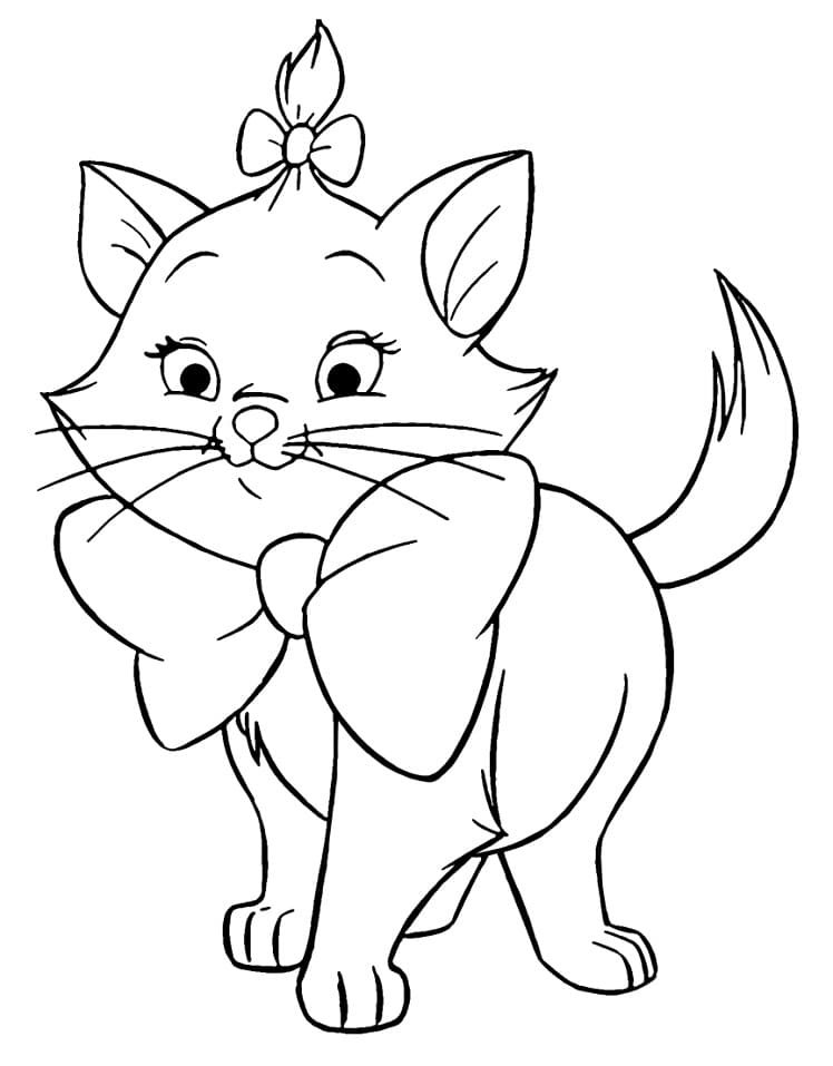 Desenho de Gatinha Marie Adorável para Colorir e Pintar