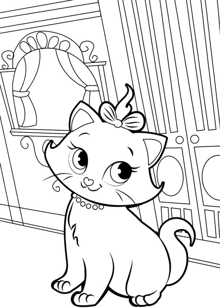 Desenho de Gatinha Marie Aristogatas para Colorir e Pintar