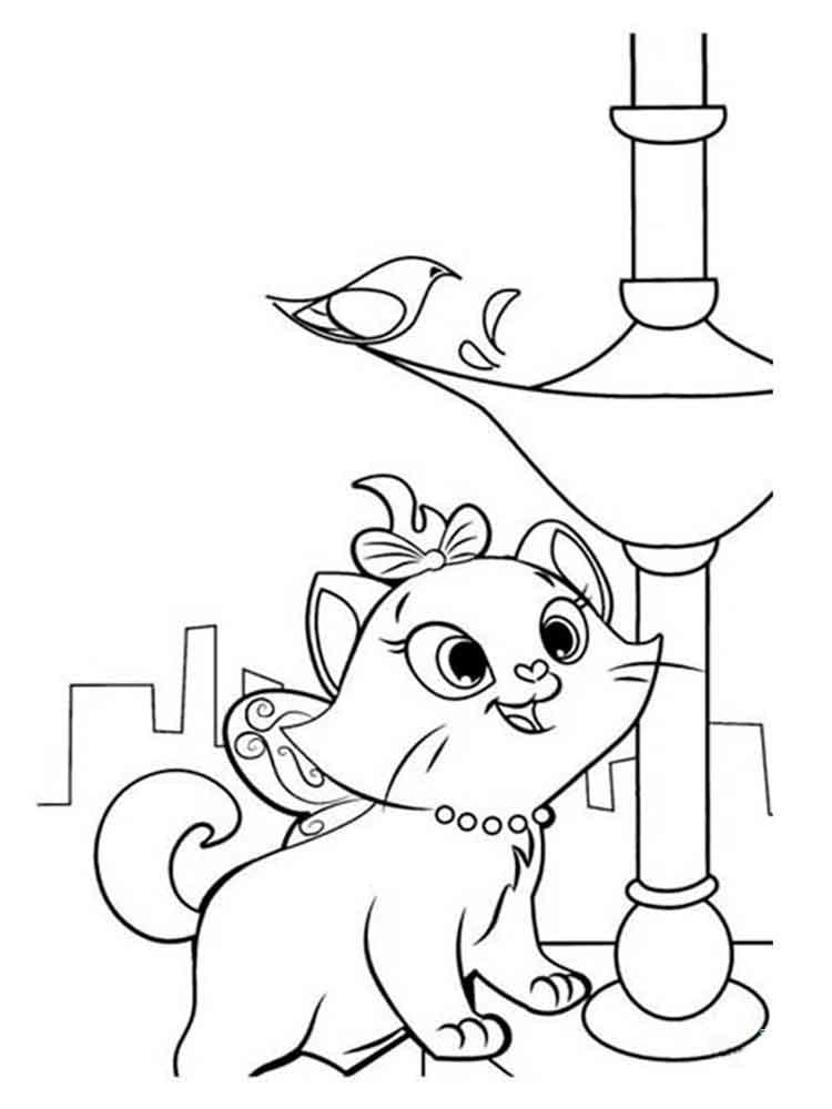 Desenho de Gatinha Marie Curiosa para Colorir e Pintar