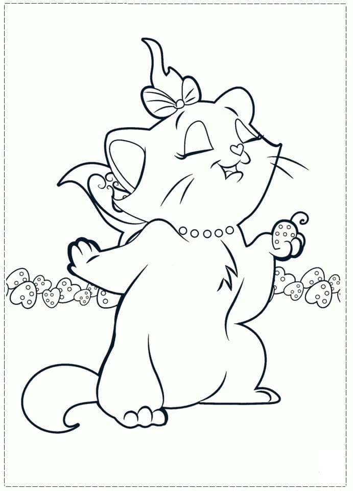 Desenho de Gatinha Marie Engracada para Colorir e Pintar