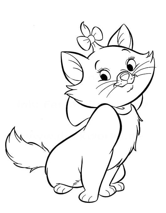 Desenho de Gatinha Marie Fofa para Colorir e Pintar