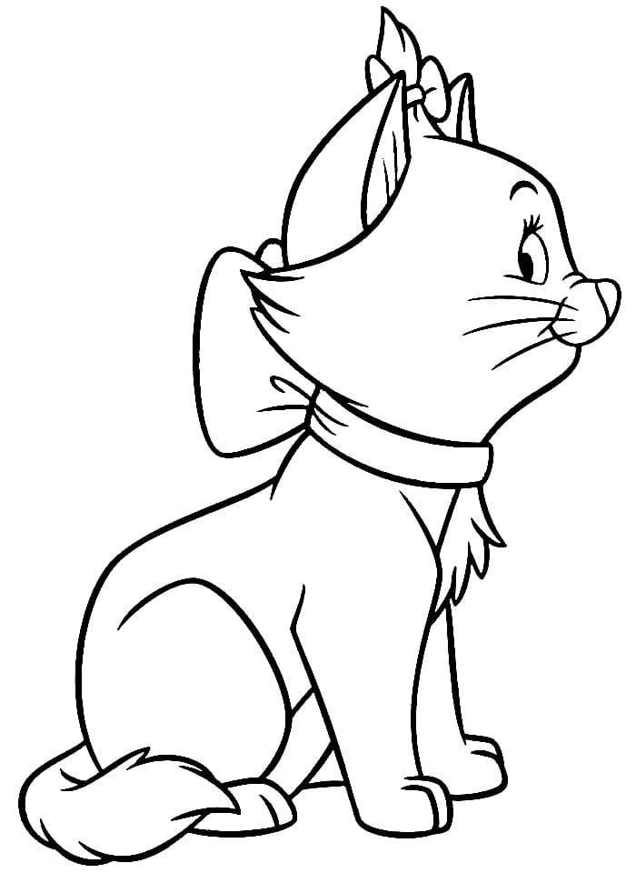 Desenho de Gatinha Marie Grátis para Colorir e Pintar