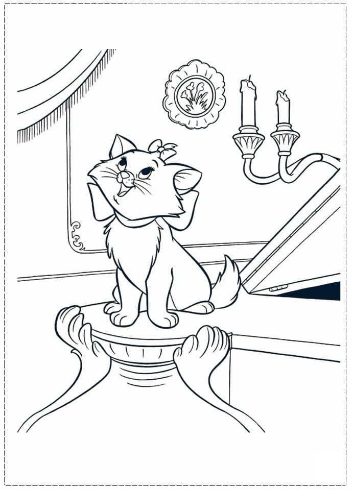 Desenho de Gatinha Marie Imprimivel para Colorir e Pintar