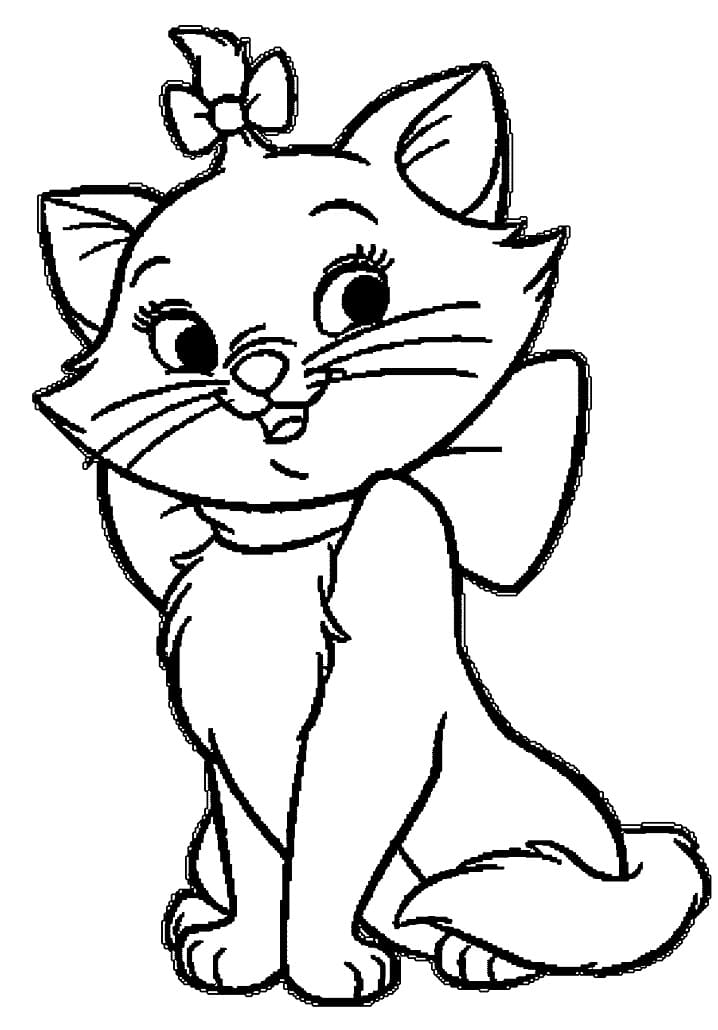Desenho de Gatinha Marie Muito Fofa para Colorir e Pintar
