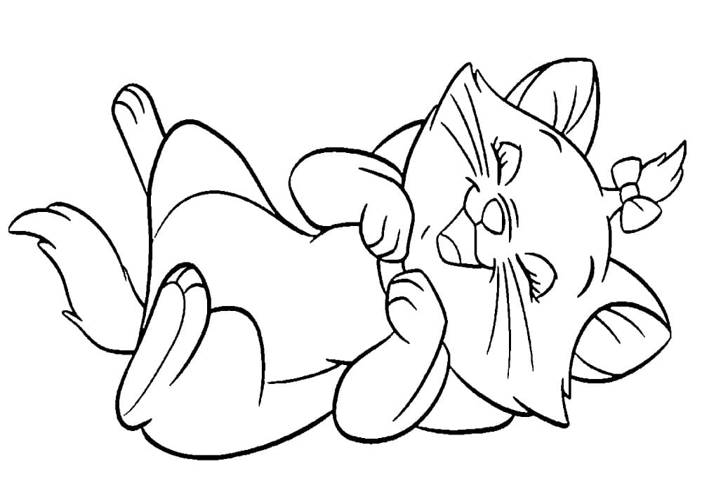 Desenho de Gatinha Marie Rindo para Colorir e Pintar