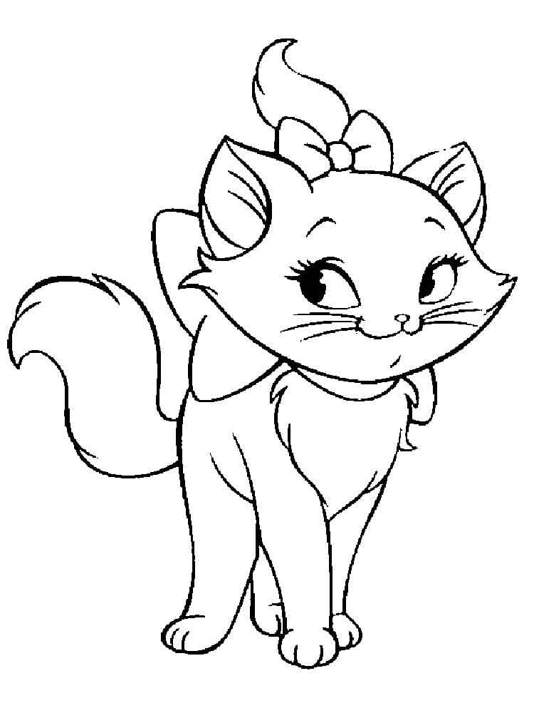 Desenho de Linda Gatinha Marie para Colorir e Pintar