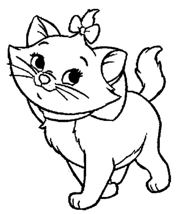 Desenho de Pequena Gatinha Marie para Colorir e Pintar
