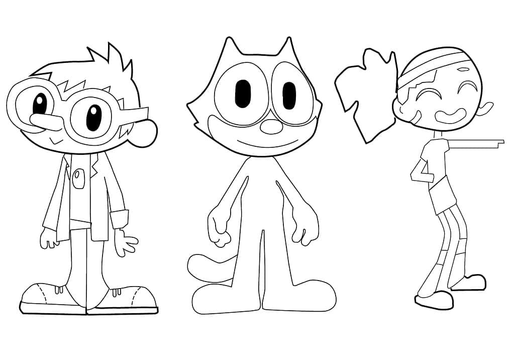 Desenho Gato Félix e Amigos para Colorir e Pintar