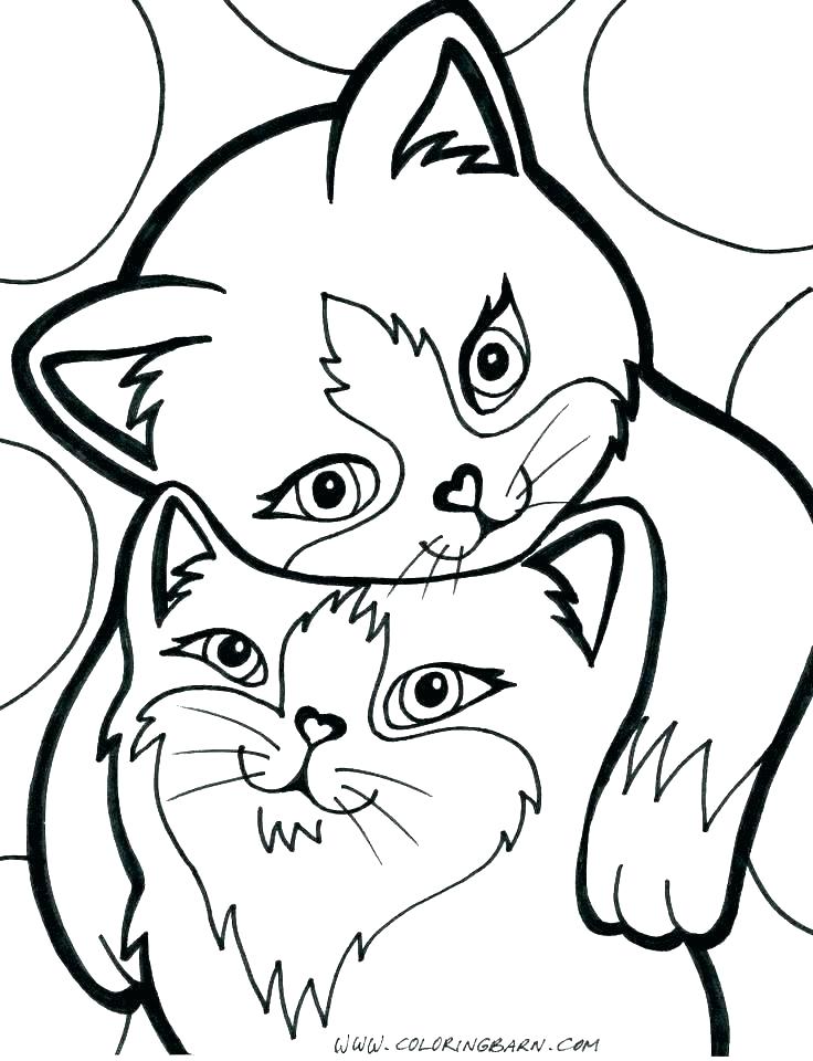 Desenho de Casal de Gatos para Colorir e Imprimir e Pintar