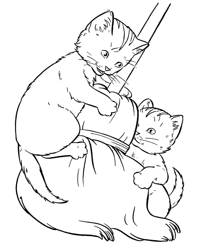 Desenho de Dois Gatinhos Brincando para Colorir e Pintar