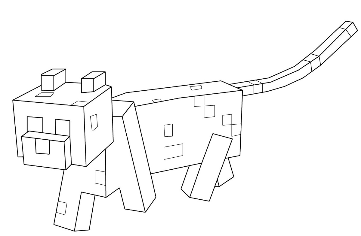 Desenho de Gato do Jogo Minecraft para Colorir e Pintar