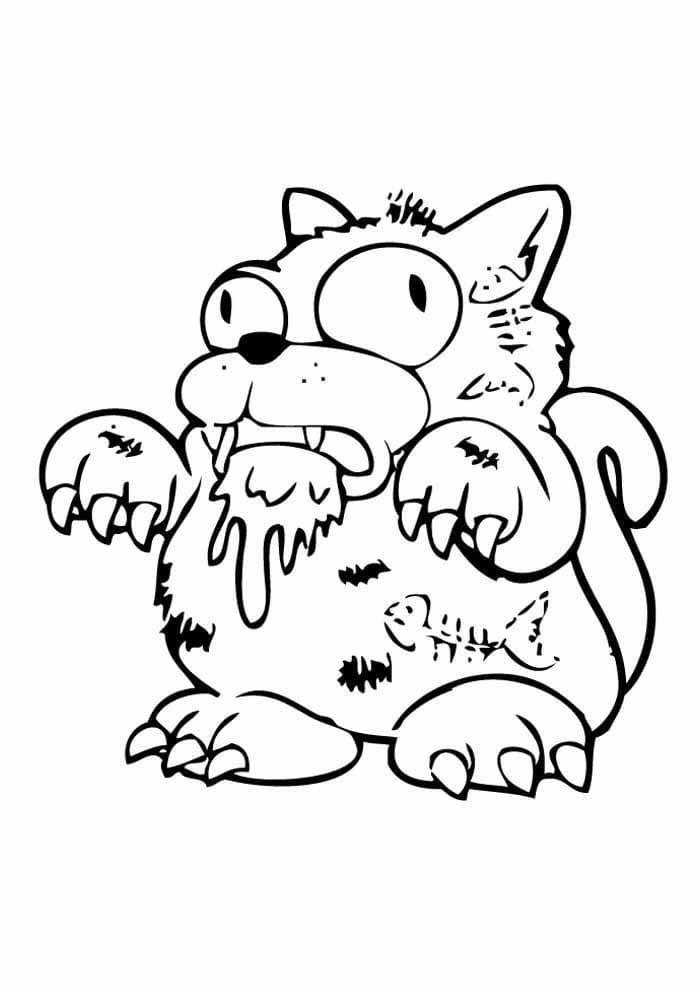 Desenho de Gato Feio para Colorir e Pintar