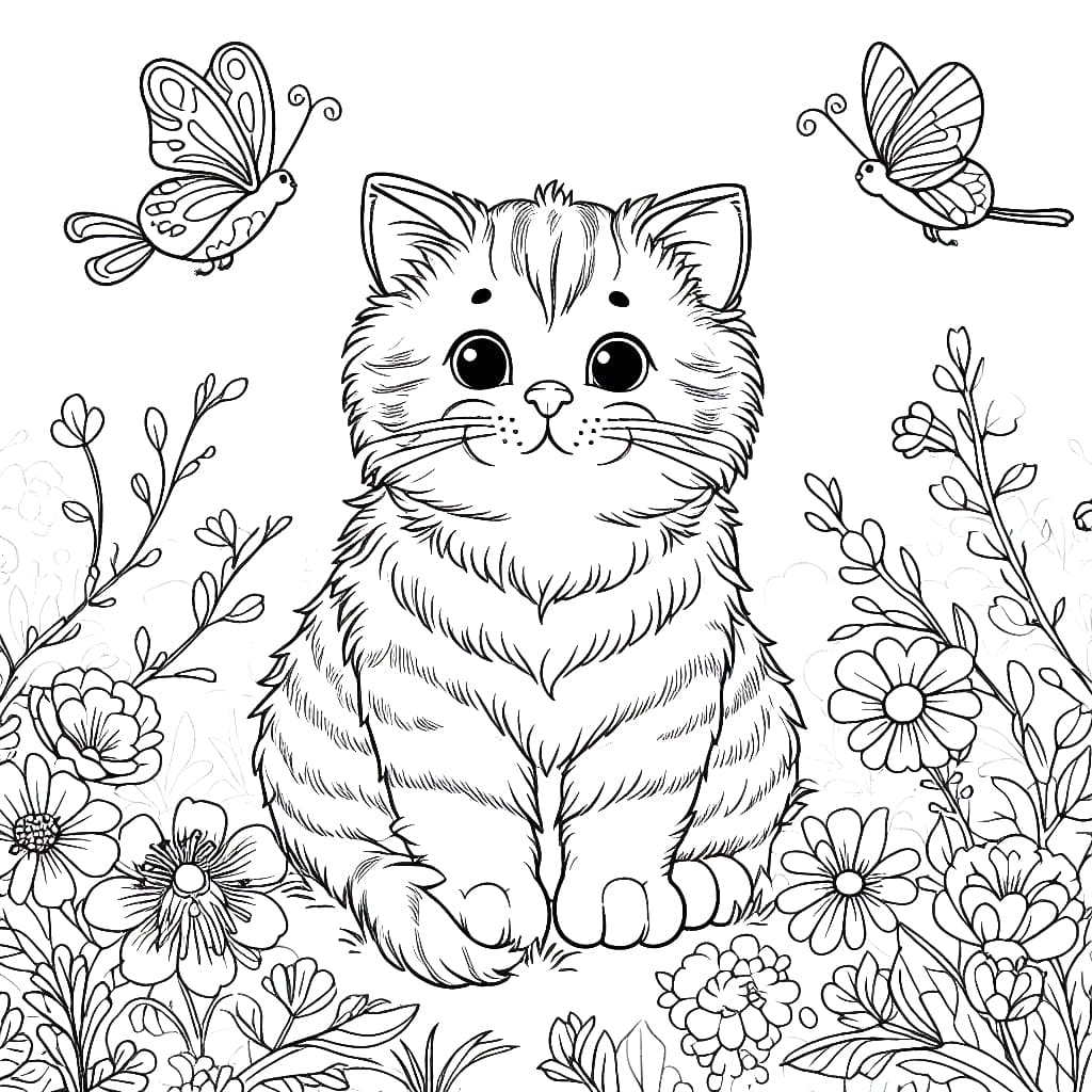 Desenho de Gato Grátis para Colorir e Pintar