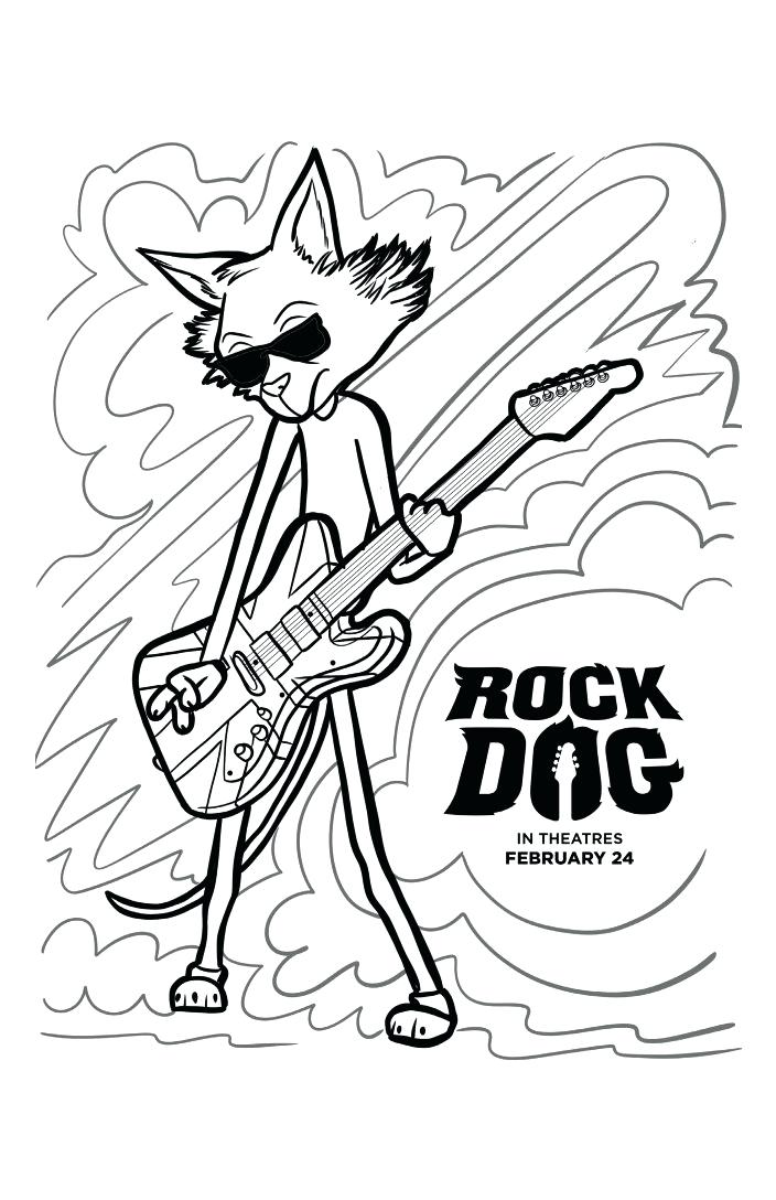 Desenho de Gato Tocando Guitarra para Colorir e Pintar