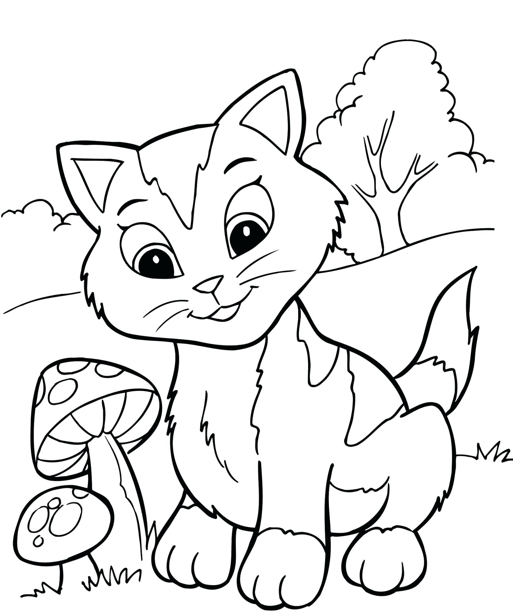 Desenho de Lindo Gato Brincando no Parque para Imprimir e Pintar