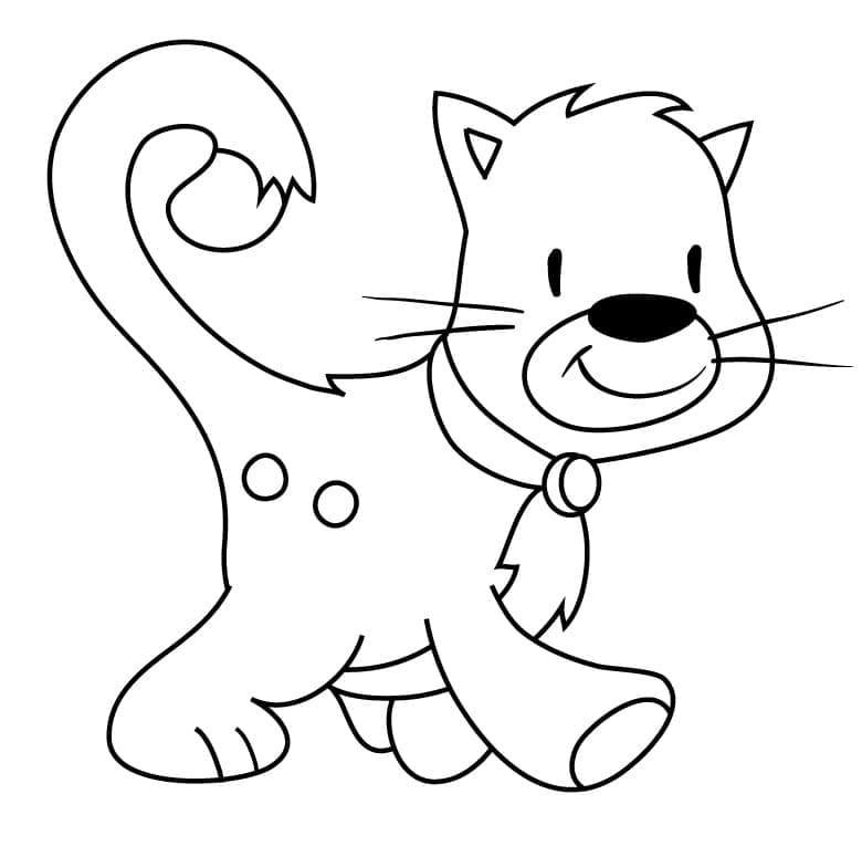 Desenho Gato Andando para Colorir e Pintar