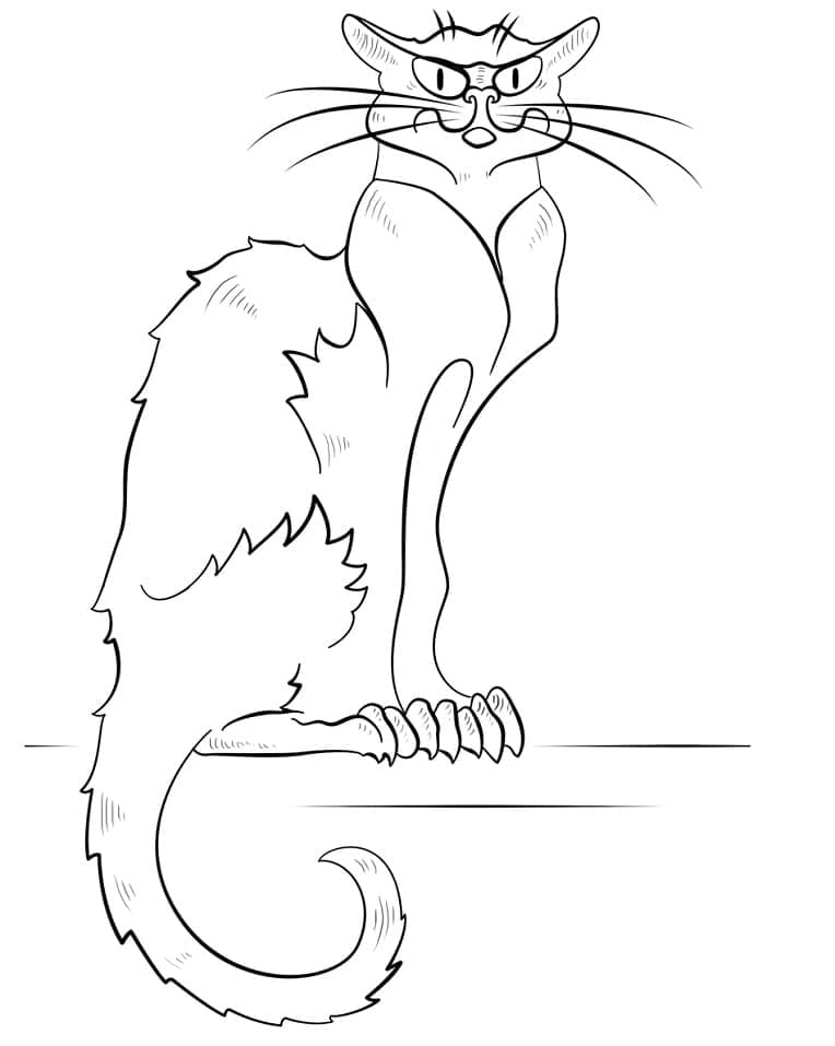 Desenho Gato Malvado para Colorir e Pintar