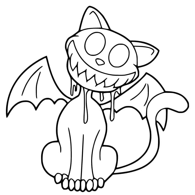 Desenho Gato Monstro para Colorir e Pintar
