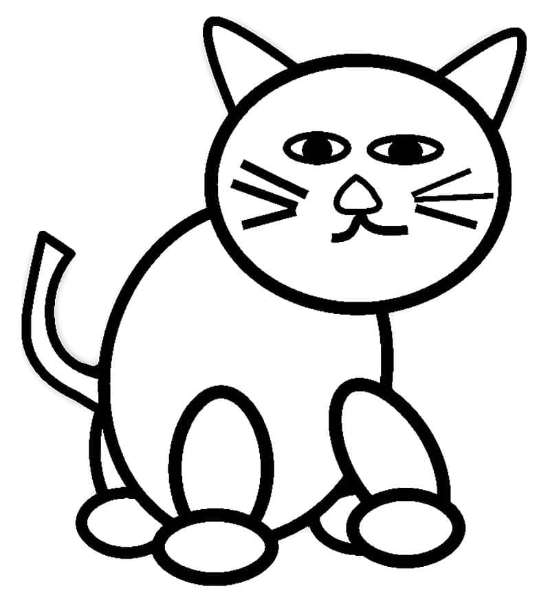 Desenho Gato Simples para Colorir e Pintar