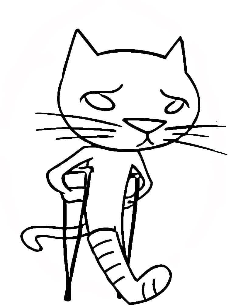 Desenho Pobre Gato para Colorir e Pintar