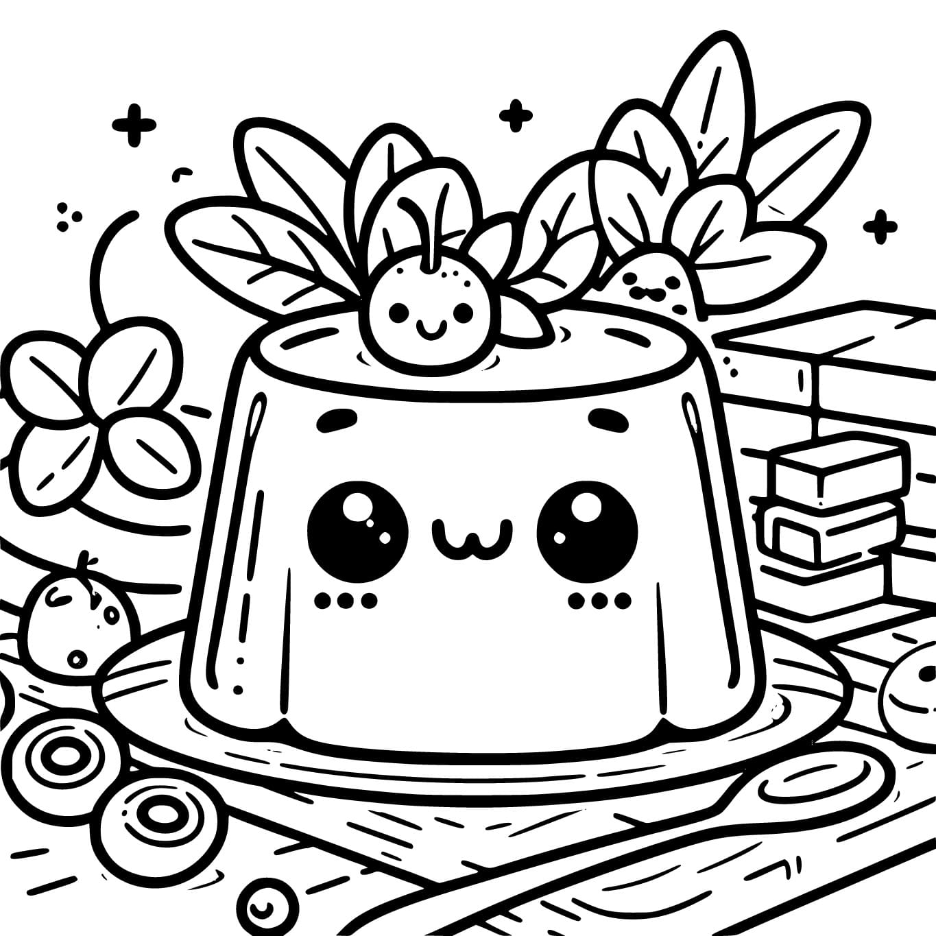 Desenho de Gelatina Kawaii para Colorir e Pintar