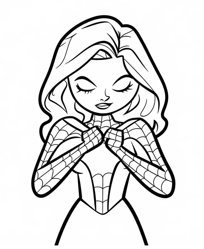 Desenho de Aranha Fantasma Gwen Stacy para Colorir e Pintar