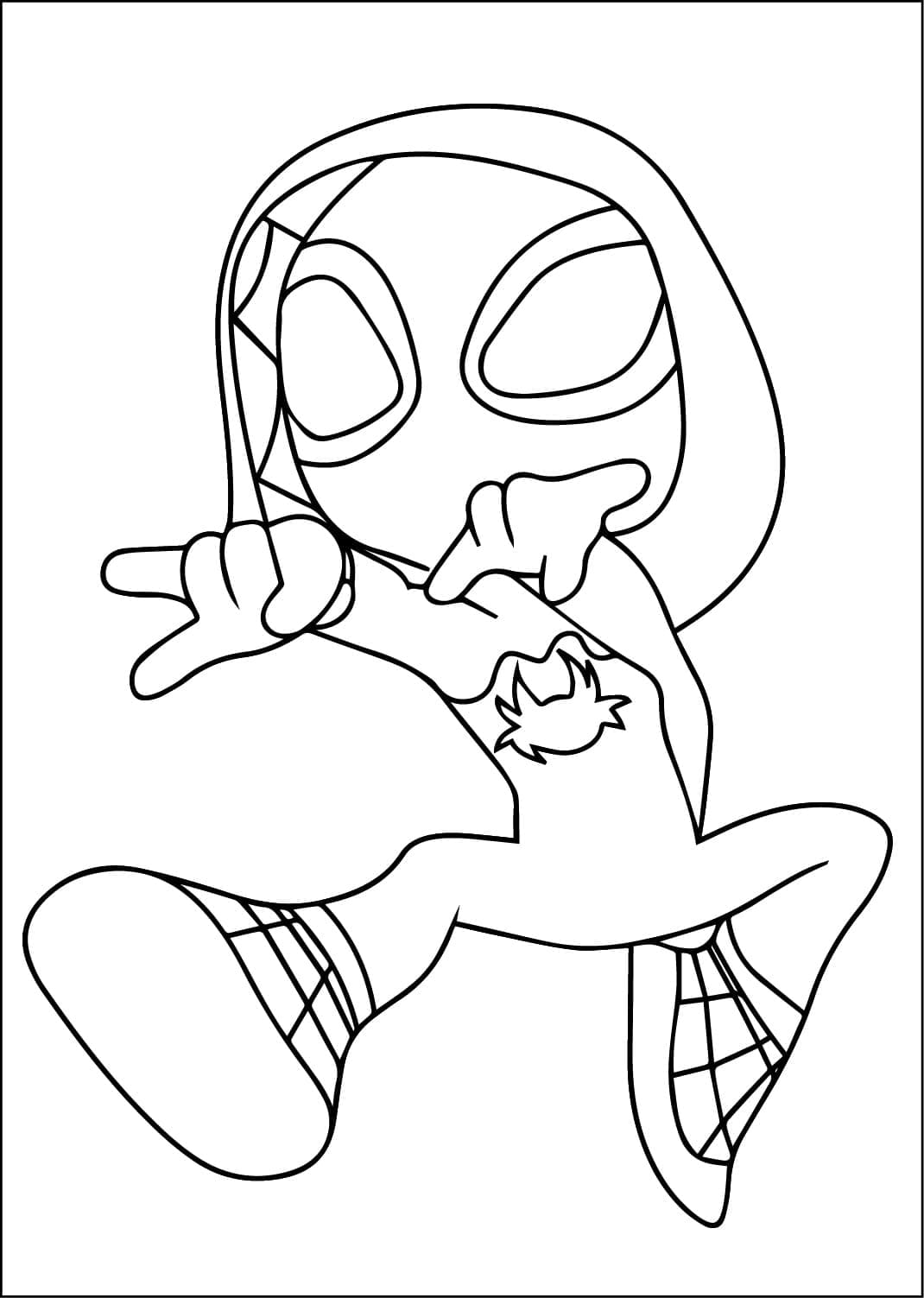 Desenho de Ghost Spider Fofa para Colorir e Pintar