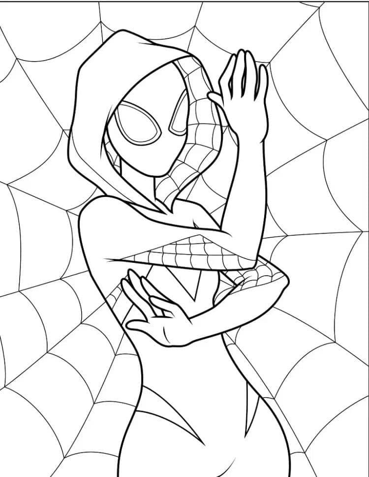 Desenho de Ghost Spider Imprimivel para Colorir e Pintar